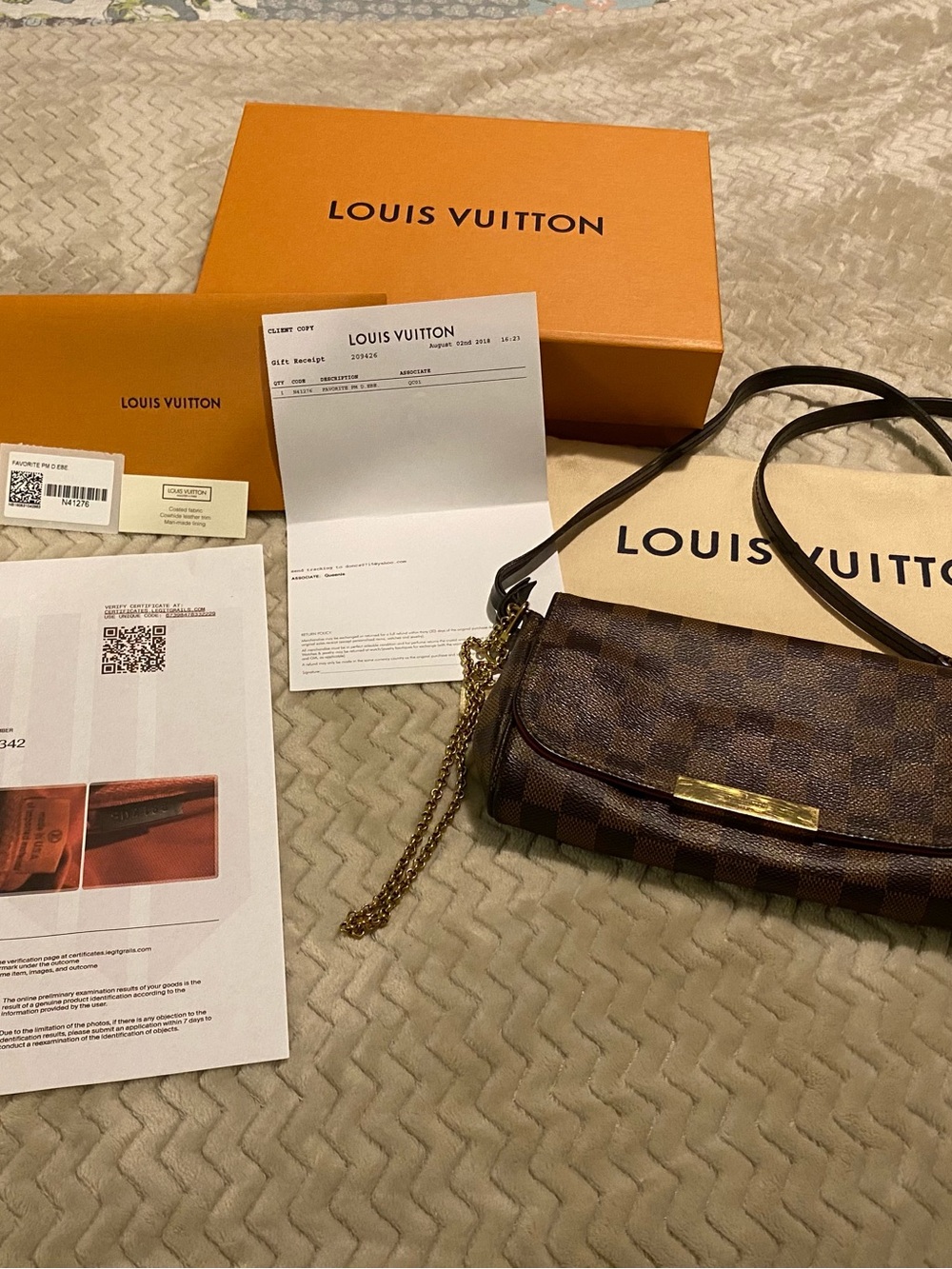 Louis Vuitton Brown Damier Crossbody with Gold Chain Accent